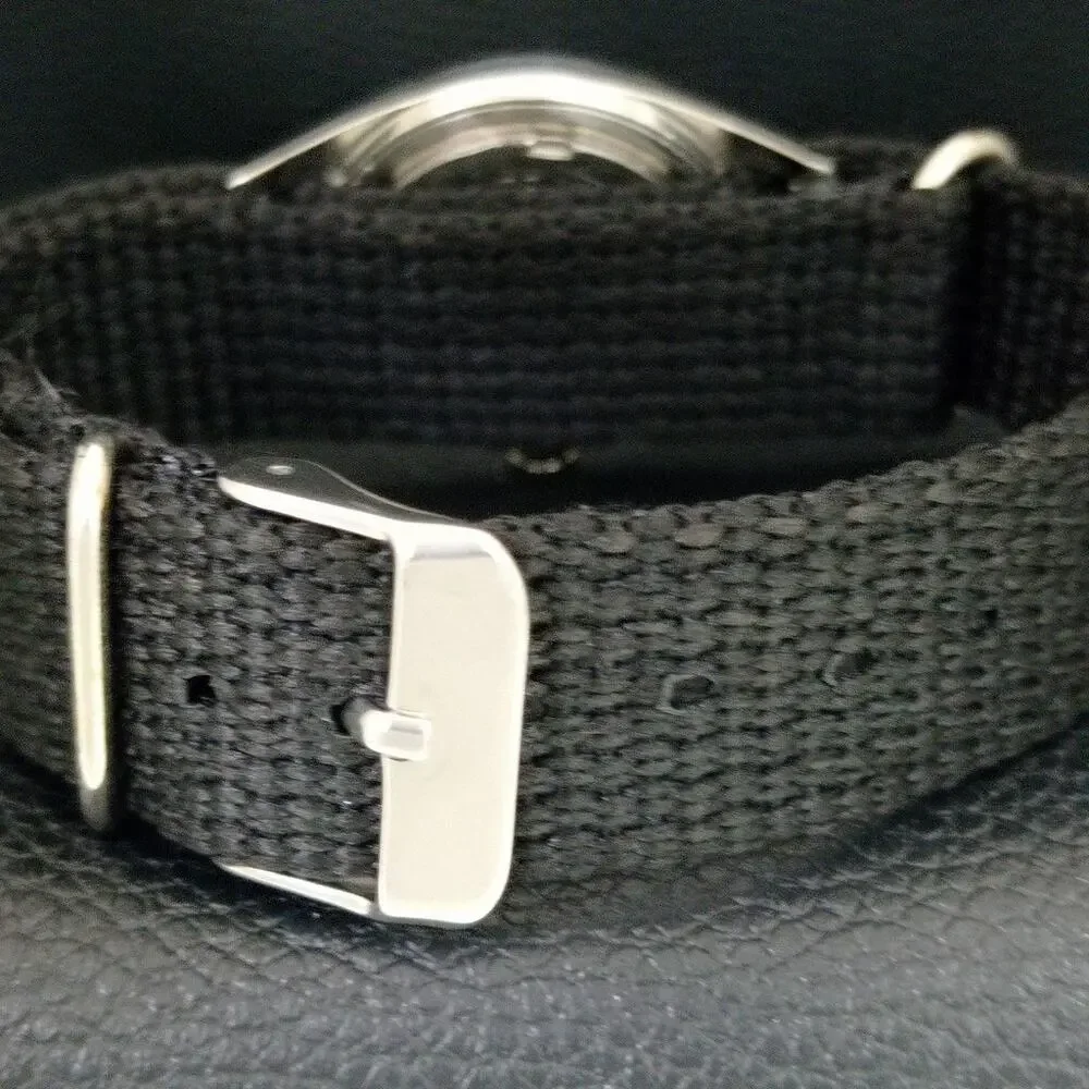 Vintage 1972 Favre Leuba Manual Mens Silver Watch W/Black Strap